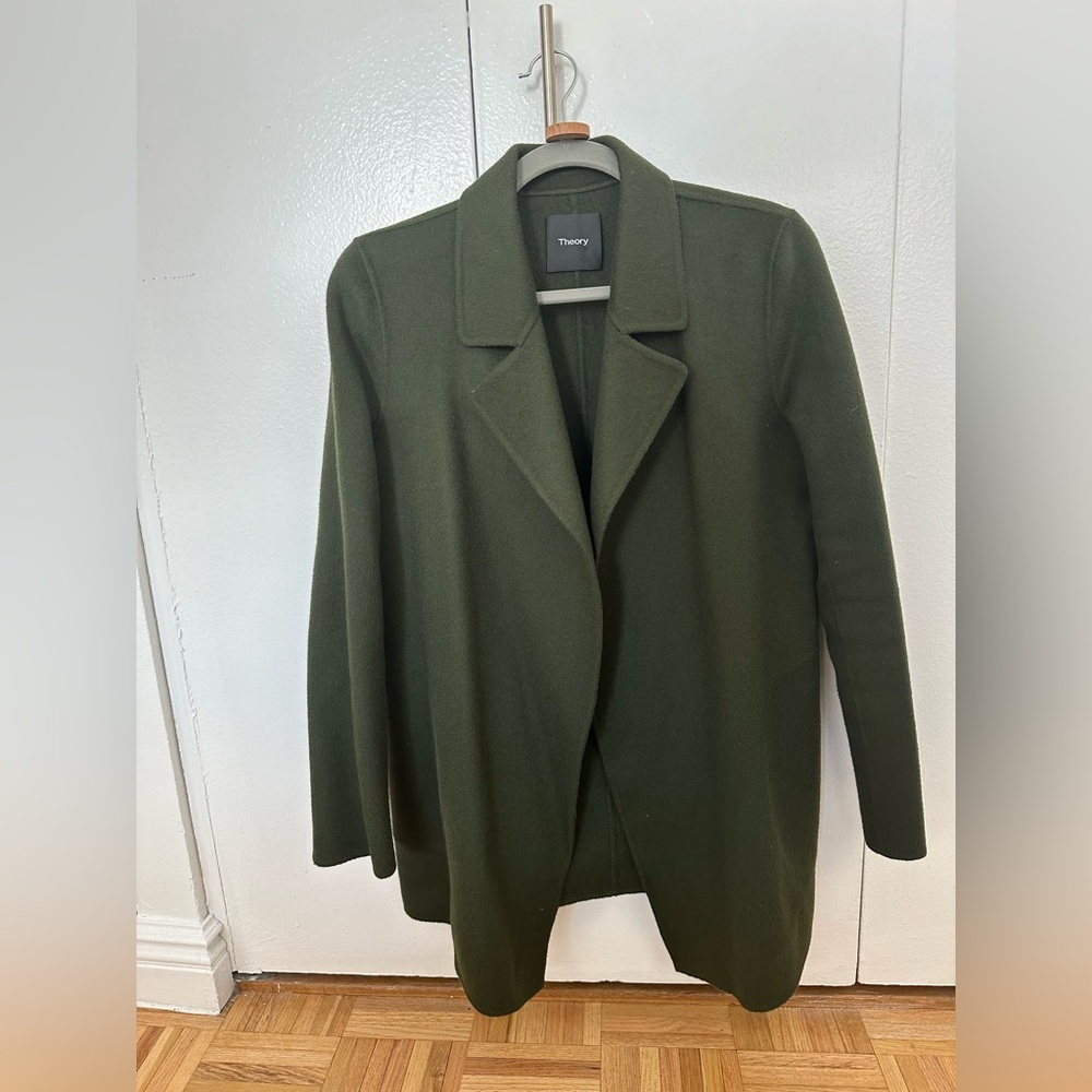 Theory Olive Green Wool and Cashmere Clairene Jacket